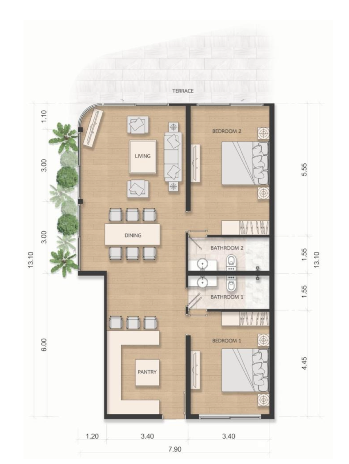 100 sq.m. Unit